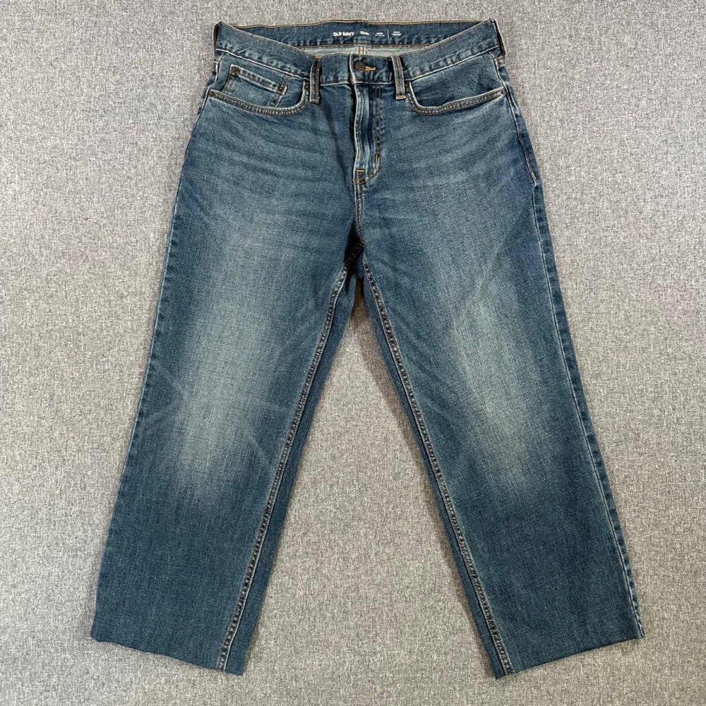 Old Navy Jeans Mens 33 Loose Built-In Flex Blue Hemmed 26 Inseam